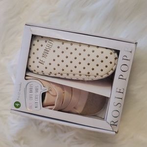 Rosie Pope "Be Yourself" High-Top Crib Shoe - pale pink/gold glitter